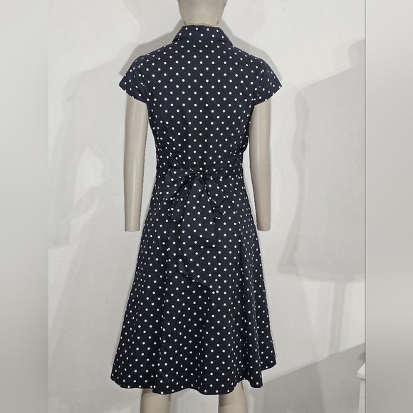 Merona Navy and White Polka Dot Midi Dress - Picture 2 of 9